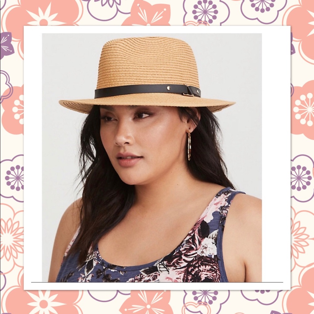 ⛄️🌴 NATURAL FAUX LEATHER TRIM FEDORA